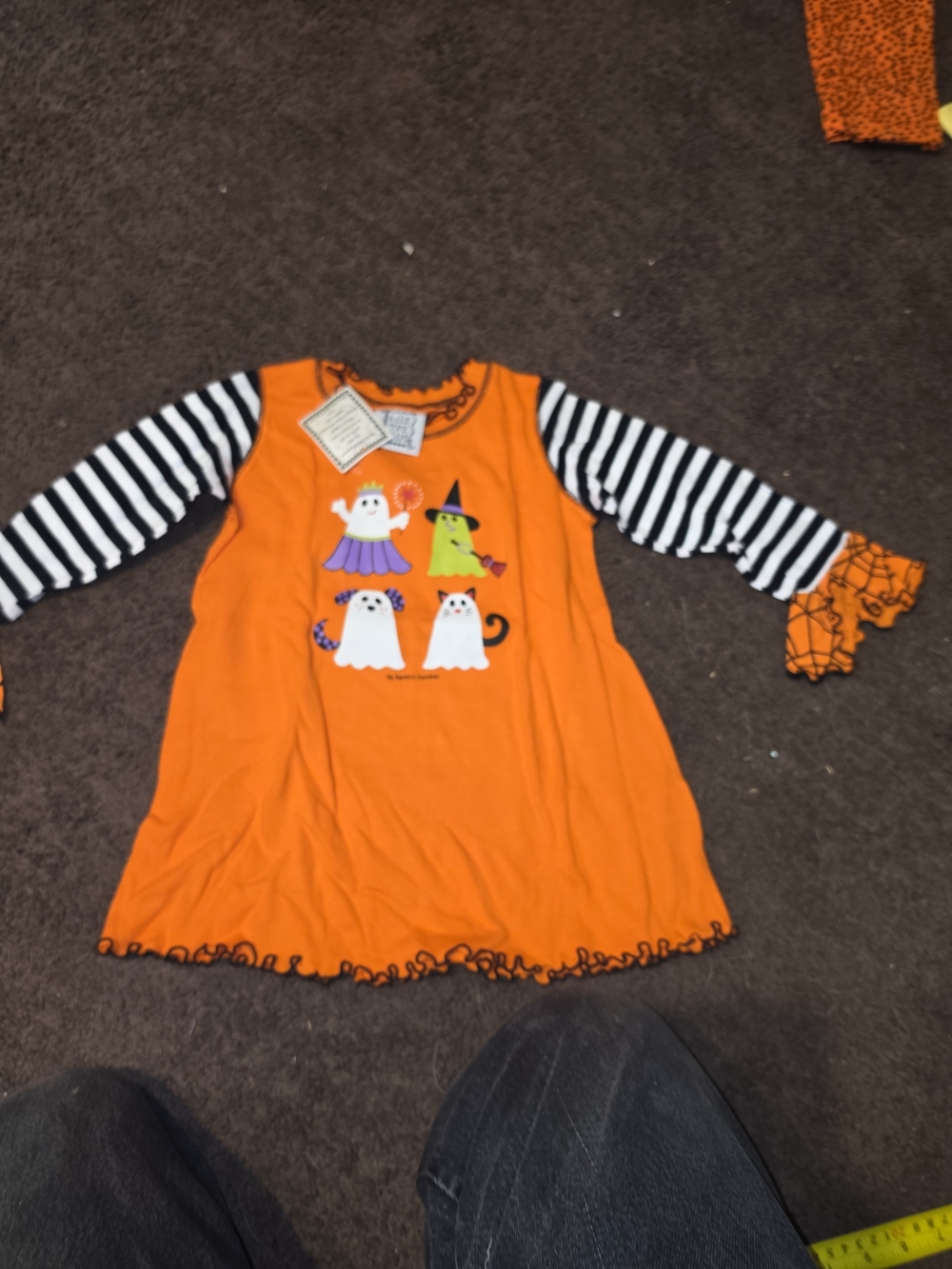 Orange Halloween Ghosts & Witch Kids Dress